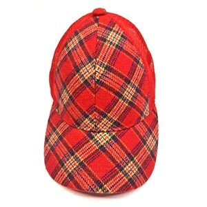 C.C‎ Red Plaid Women's Baseball Hat Cap Snapback Ponytail Hole Academic Classic